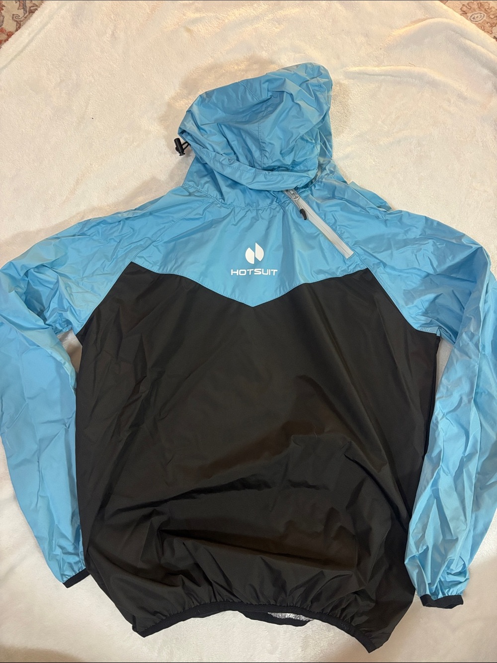Hotsuit Full Set Lightweight Hooded Windbreaker - Black and Light Blue
